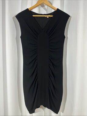 Shoshanna Black Ruched Sheath Dress Size 4 Designer Cocktail Little Black Dress